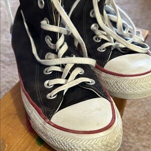 Converse Black Canvas Sneakers with Red and White Accents